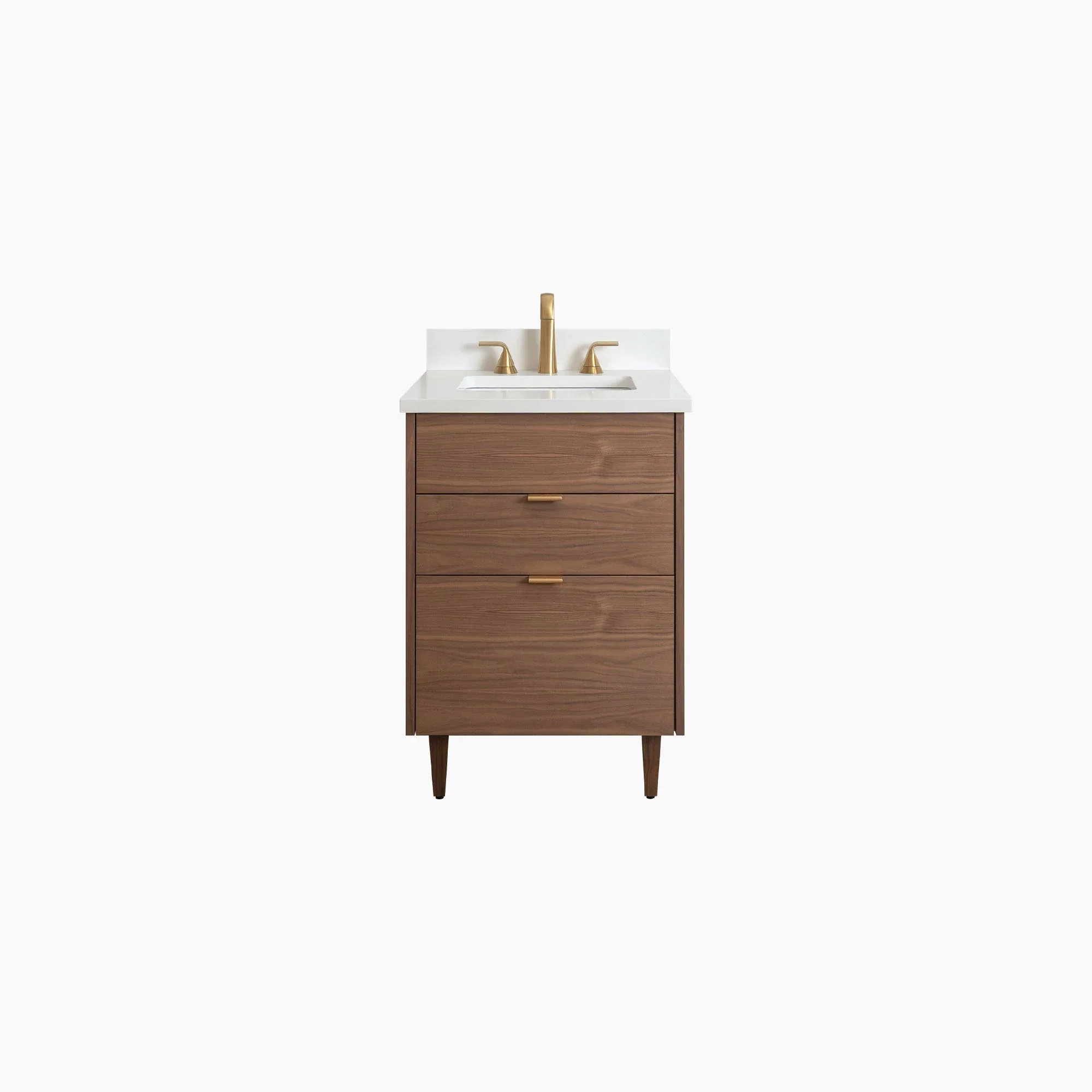Austin Stainless SLIM 24" American Black Walnut Bathroom Vanity - All Drawers