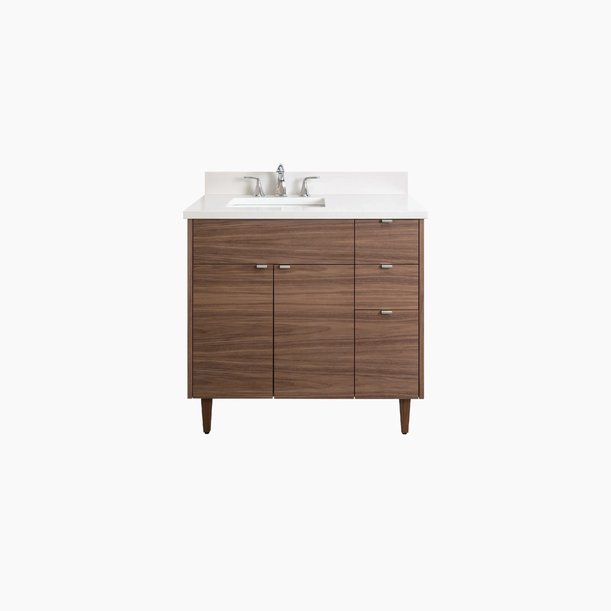 Austin Stainless SLIM 36" American Black Walnut Bathroom Vanity, Left Sink